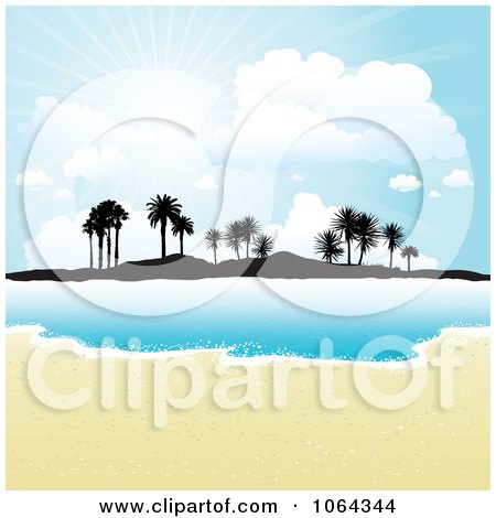 Clipart White Sands, Surf And A Tropical Island - Royalty Free Vector Illustration by KJ Pargeter