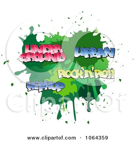 Clipart Comic Splatter With Music Words - Royalty Free Vector Illustration by Vector Tradition SM