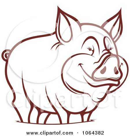 Clipart Happy Outlined Pig 2 - Royalty Free Vector Illustration by Vector Tradition SM