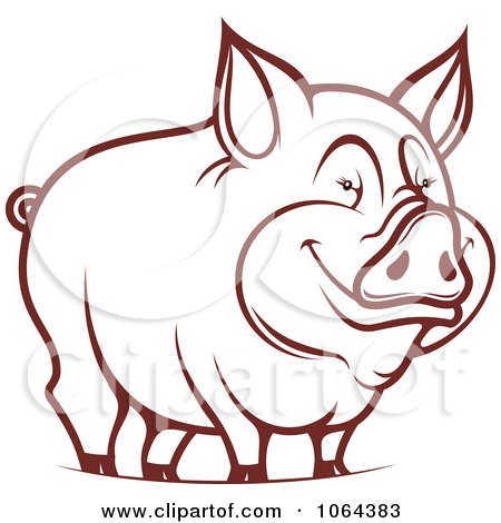 Clipart Happy Outlined Pig 1 - Royalty Free Vector Illustration by Vector Tradition SM