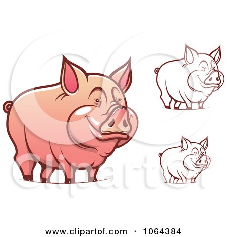 Clipart Happy Pigs Digital Collage - Royalty Free Vector Illustration by Vector Tradition SM