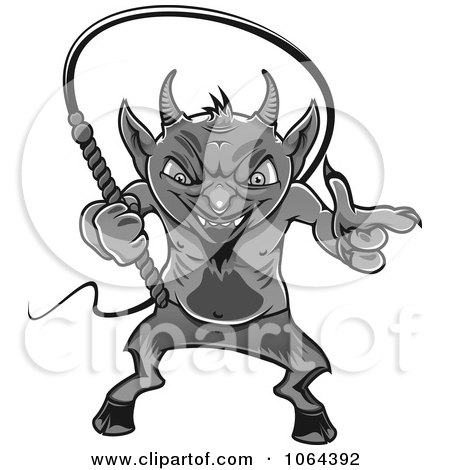 Clipart Gray Devil And Whip - Royalty Free Vector Illustration by Vector Tradition SM