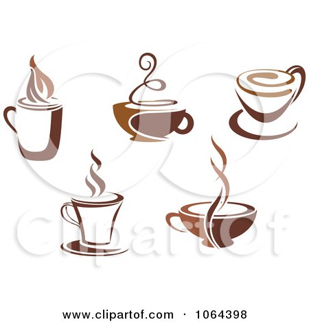 Clipart Brown Coffee Cups Digital Collage 2 - Royalty Free Vector Illustration by Vector Tradition SM