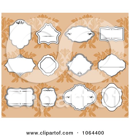 Clipart Frames On Orange Digital Collage - Royalty Free Vector Clip Art Illustration by Vector Tradition SM