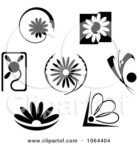 Clipart Black And White Flowers Digital Collage - Royalty Free Vector Illustration by Vector Tradition SM