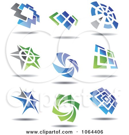 Clipart Blue, Gray And Green Logos - Royalty Free Vector Illustration by Vector Tradition SM