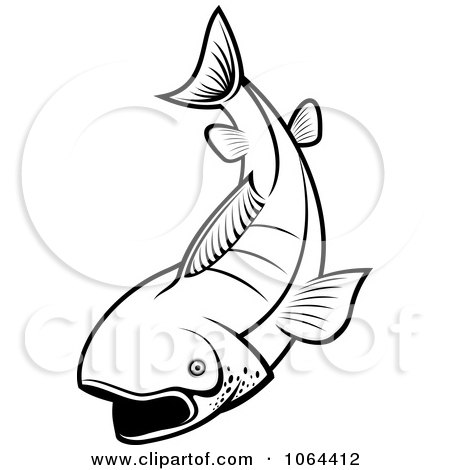 Clipart Fish In Black And White - Royalty Free Vector Illustration by Vector Tradition SM