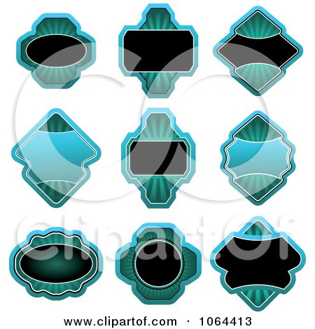 Clipart Blue Labels Digital Collage - Royalty Free Vector Clip Art Illustration by Vector Tradition SM