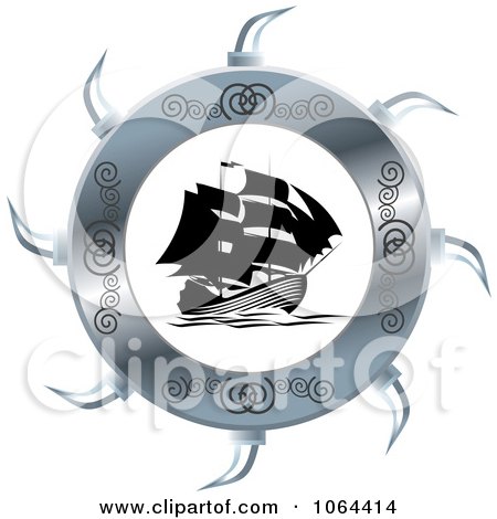 Clipart Silver Wheel Around A Ship - Royalty Free Vector Illustration by Vector Tradition SM