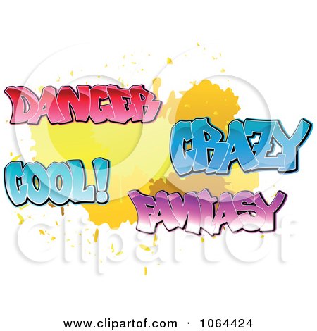 Clipart Comic Splatter With Dancer, Crazy, Cool Fantasy Words - Royalty Free Vector Illustration by Vector Tradition SM