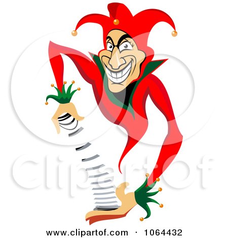 Clipart Red Joker With Cards - Royalty Free Vector Illustration by Vector Tradition SM