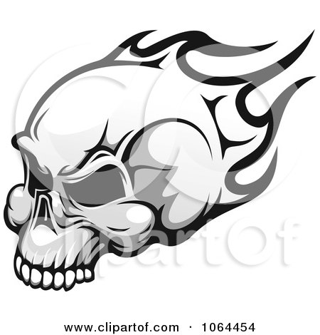 Clipart Flaming Skull With Black Eye Sockets - Royalty Free Vector Illustration by Vector Tradition SM