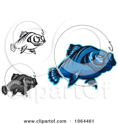 Clipart Fish And Hooks Digital Collage - Royalty Free Vector Illustration by Vector Tradition SM