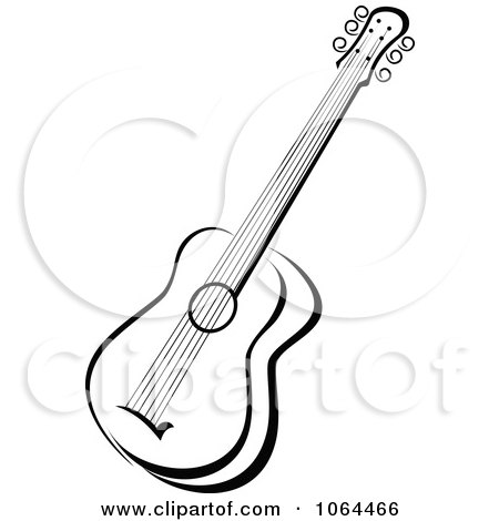 Clipart Guitar In Black And White - Royalty Free Vector Illustration by Vector Tradition SM