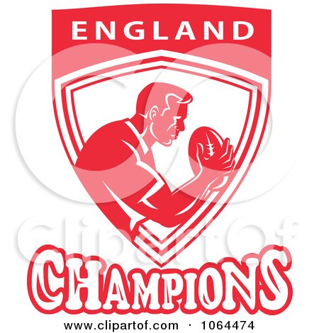 Clipart England Champions Rugby Player Over A Shield - Royalty Free Vector Illustration by patrimonio