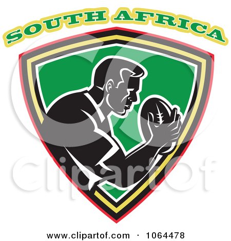 Clipart South Africa Rugby Player Shield - Royalty Free Vector Illustration by patrimonio