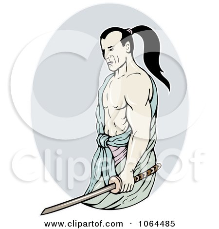 Clipart Samurai Warrior Holdin A Sword - Royalty Free Vector Illustration by patrimonio