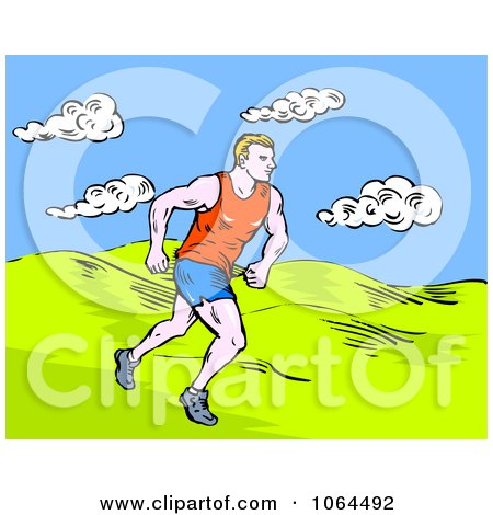 Clipart Marathon Runner In A Field - Royalty Free Vector Illustration by patrimonio