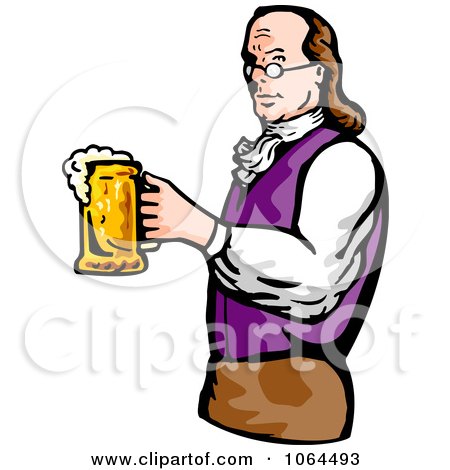 Clipart Benjamin Franklin Holding Beer - Royalty Free Vector Illustration by patrimonio
