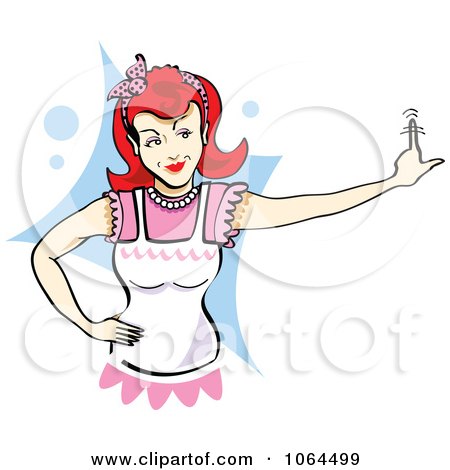 Clipart Nagging Retro Mom Wagging Her Finger - Royalty Free Vector Illustration by Andy Nortnik