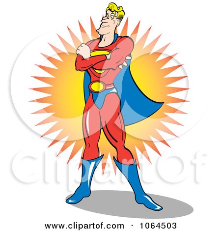 Clipart Male Super Hero Standing Proud - Royalty Free Vector Illustration by Andy Nortnik