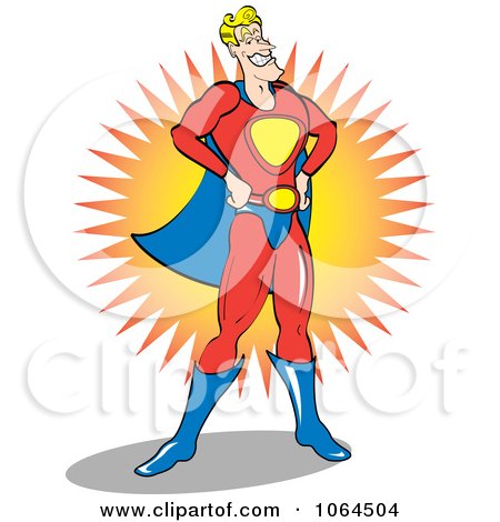 Clipart Male Super Hero Smiling - Royalty Free Vector Illustration by Andy Nortnik