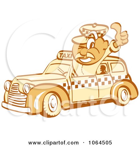 Clipart Retro Thumbs Up Taxi Driver Man - Royalty Free Vector Illustration by Andy Nortnik