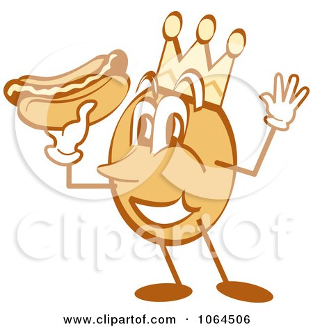 Clipart Character Holding A Hot Dog - Royalty Free Vector Illustration by Andy Nortnik