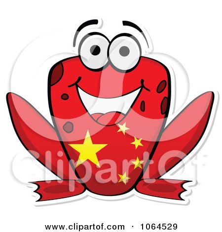 Clipart Chinese Flag Frog - Royalty Free Vector Illustration by Andrei Marincas
