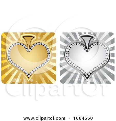 Clipart Silver And Gold Poker Spades - Royalty Free Vector Illustration by Andrei Marincas