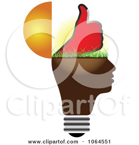 Clipart Thumbs Up Lightbulb Head - Royalty Free Vector Illustration by Andrei Marincas