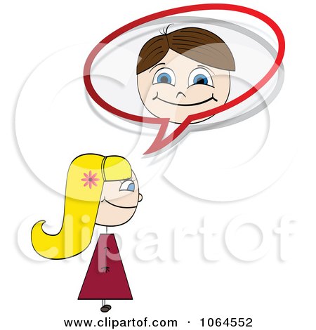 Clipart Girl Talking To A Happy Boy - Royalty Free Vector Illustration by Andrei Marincas
