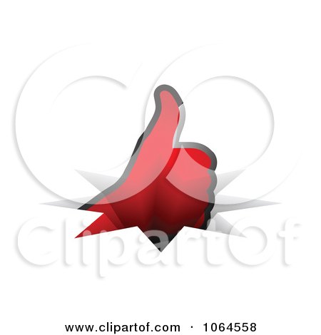 Clipart 3d Red Thumbs Up Through A Crack - Royalty Free Vector Illustration by Andrei Marincas