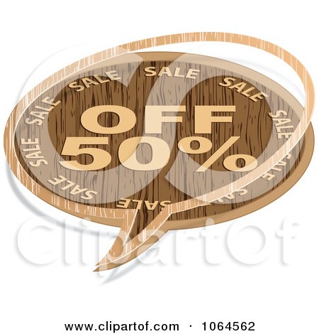 Clipart Wooden Sale Chat Bubble - Royalty Free Vector Illustration by Andrei Marincas
