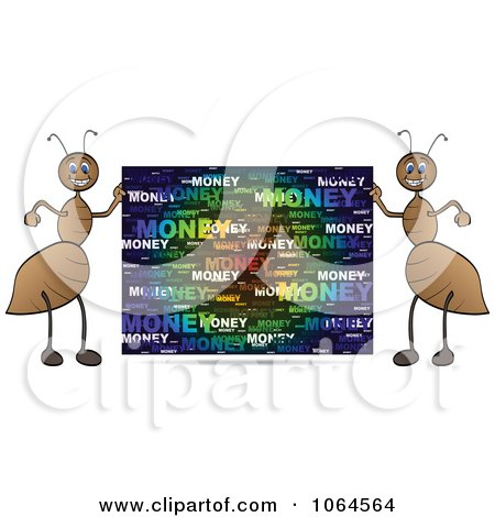 Clipart Ants Holding A Money Banner - Royalty Free Vector Illustration by Andrei Marincas