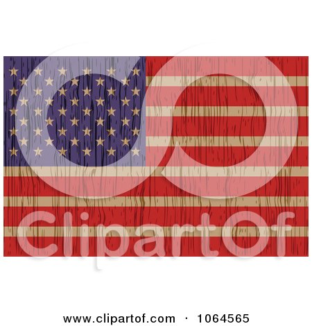 Clipart Wood Grain American Flag - Royalty Free Vector Illustration by Andrei Marincas