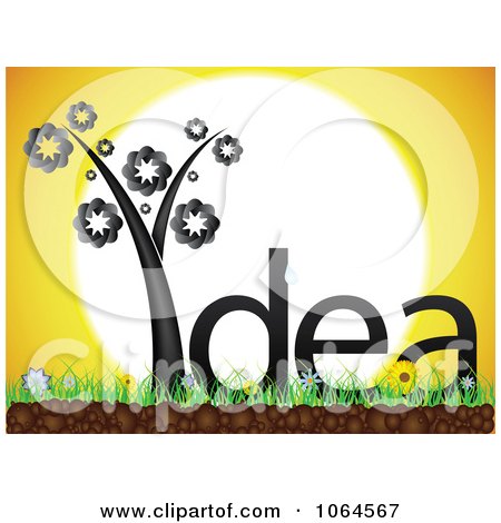 Clipart Black Idea Plant Against The Sun - Royalty Free Vector Illustration by Andrei Marincas