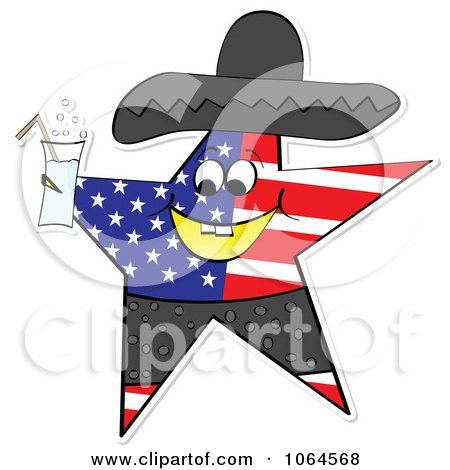 Clipart American Star Holding A Beverage - Royalty Free Vector Illustration by Andrei Marincas