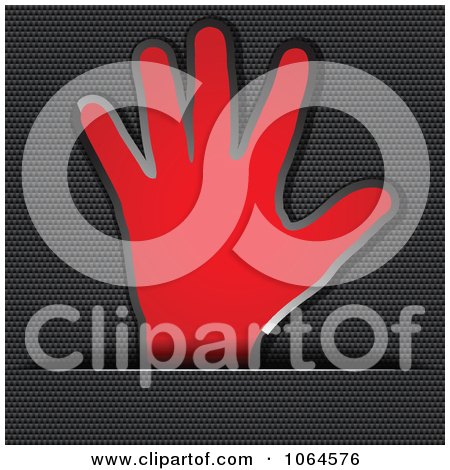 Clipart Red Hand On Carbon Fiber - Royalty Free Vector Illustration by Andrei Marincas