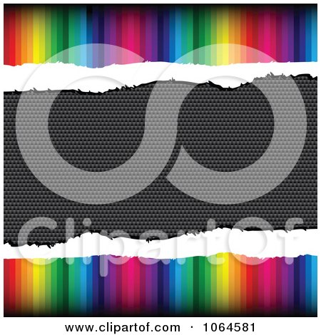 Clipart Torn Rainbow And Carbon Fiber Background - Royalty Free Vector Illustration by Andrei Marincas