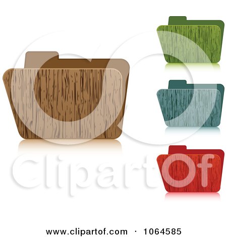 Clipart 3d Wooden Folders - Royalty Free Vector Illustration by Andrei Marincas