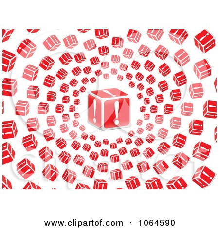 Clipart Vortex Of 3d Exclamation Point Boxes - Royalty Free Vector Illustration by Andrei Marincas