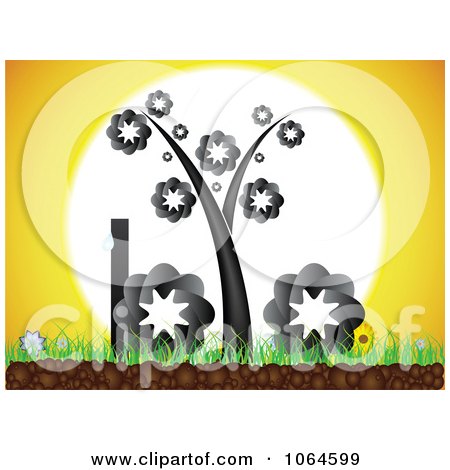 Clipart Black Bio Plant Against The Sun - Royalty Free Vector Illustration by Andrei Marincas