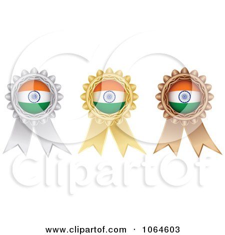 Clipart 3d Indian Medal Rosettes - Royalty Free Vector Illustration by Andrei Marincas