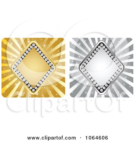 Clipart Silver And Gold Poker Diamonds - Royalty Free Vector Illustration by Andrei Marincas