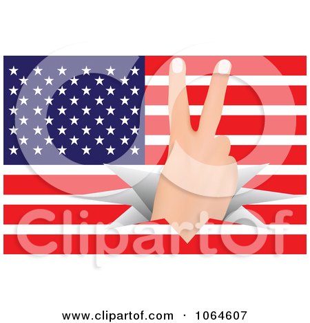 Clipart Victorious Hand Through An American Flag - Royalty Free Vector Illustration by Andrei Marincas