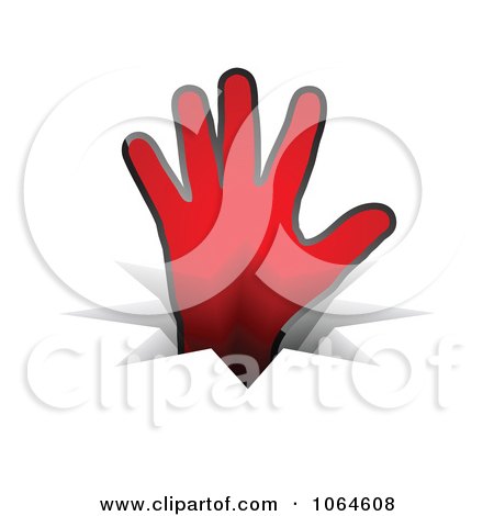 Clipart 3d Red Hand In A Crack - Royalty Free Vector Illustration by Andrei Marincas