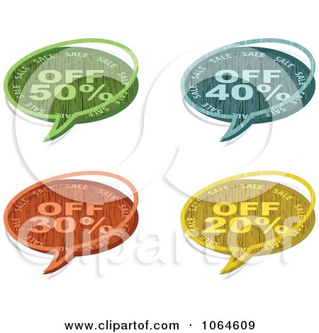 Clipart Colorful Wooden Sale Chat Bubbles - Royalty Free Vector Illustration by Andrei Marincas