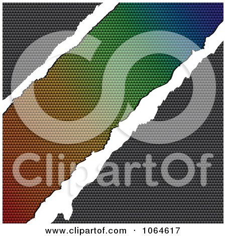 Clipart Tear Revealing Colorful Carbon Fiber - Royalty Free Vector Illustration by Andrei Marincas