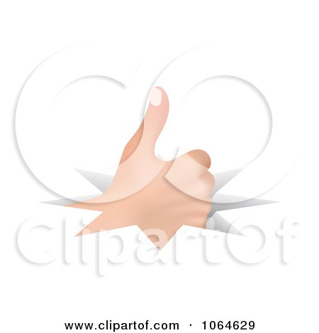Clipart 3d Thumbs Up Through A Crack - Royalty Free Vector Illustration by Andrei Marincas